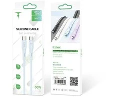 Kabelis 60W 1m USB-C - USB-C T-Phox Gentle baltos spalvos