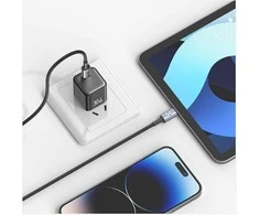USAMS Huan Series SJ753 30W USB-C į Lightning kabelis 1.2 m titanium
