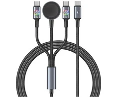 Kabelis USAMS Huan Series SJ754 72W USB-C į USB-C + USB-C + belaidis įkroviklis į laikrodžiui tarnish