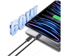 Kabelis USAMS KY Series US-SJ691 60W USB-C į USB-C 1m juodos spalvos