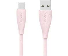 Kabelis USAMS Žalias Series SJ714 18W 3A USB-A to USB-C 1m rožinės spalvos