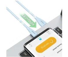 Kabelis USAMS Žalias Series SJ714 18W 3A USB-A į USB-C 1m baltos spalvos