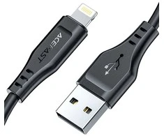USB laidas Acefast C3-02 MFi USB-A iki Lightning 1.2m juodas