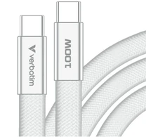 Kabelis Verbatim Sync &amp; Charge SoftTouch USB-C į USB-C 100W PD3.0 120cm baltos spalvos 30277