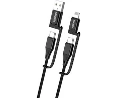 Oem KAKU kabelis KSC-654 Tuojie 4 in 1 – USB + Type C į Type C + Lightning – 1,2 metras juodos spalvos