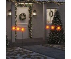 Kalėdiniai šviestuvai su smaigais/LED, 3vnt., raudoni, 35cm