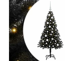 Kalėdų eglutė su 150 LED s stovu Juoda 120 cm PVC