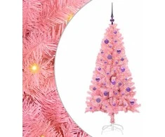 Kalėdų eglutė su 150 LED s stovu Rožinė 150 cm PVC