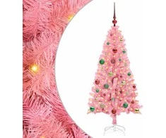 Kalėdų eglutė su 150 LED s stovu Rožinė 150 cm PVC