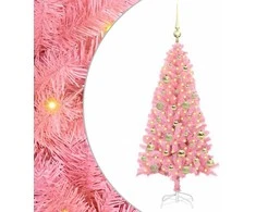 Kalėdų eglutė su 150 LED s stovu Rožinė 120 cm PVC