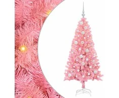 Kalėdų eglutė su 150 LED s stovu Rožinė 120 cm PVC
