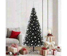 Kalėdų eglutė su 300 LED s stovu Juoda 180 cm PVC