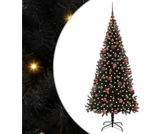 Kalėdų eglutė su 300 LED s stovu Juoda 180 cm PVC