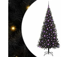 Kalėdų eglutė su 300 LED s stovu Juoda 180 cm PVC