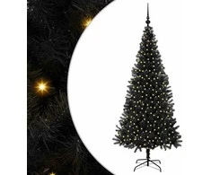 Kalėdų eglutė su 300 LED s stovu Juoda 180 cm PVC
