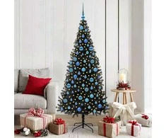 Kalėdų eglutė su 300 LED s stovu Juoda 180 cm PVC