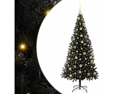 Kalėdų eglutė su 300 LED s stovu Juoda 210 cm PVC