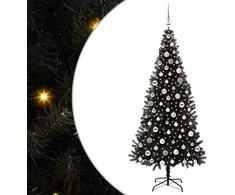 Kalėdų eglutė su 300 LED s stovu Juoda 210 cm PVC