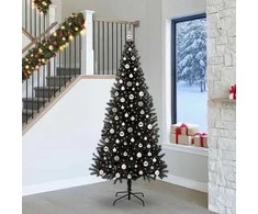 Kalėdų eglutė su 300 LED s stovu Juoda 240 cm PVC