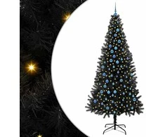 Kalėdų eglutė su 300 LED s stovu Juoda 240 cm PVC
