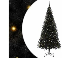 Kalėdų eglutė su 300 LED s stovu Juoda 240 cm PVC
