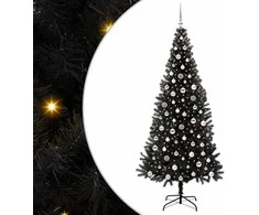 Kalėdų eglutė su 300 LED s stovu Juoda 240 cm PVC