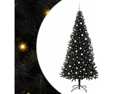 Kalėdų eglutė su 300 LED s stovu Juoda 240 cm PVC