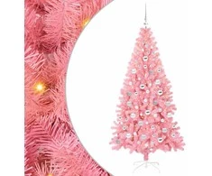 Kalėdų eglutė su 300 LED s stovu Rožinė 180 cm PVC