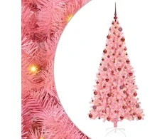 Kalėdų eglutė su 300 LED s stovu Rožinė 180 cm PVC