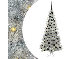 Kalėdų eglutė su 300 LED s stovu Sidabro 180 cm PET