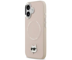 Karl Lagerfeld Choupette Pin MagSafe dėklas Apple iPhone 17 rožinės spalvos
