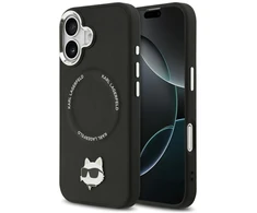 Karl Lagerfeld Choupette Pin MagSafe dėklas iPhone 17 telefonui, juodas