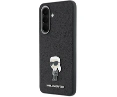 Karl Lagerfeld Fixed Glitter Metal Ikonik dėklas skirtas Samsung Galaxy A57 juodos spalvos