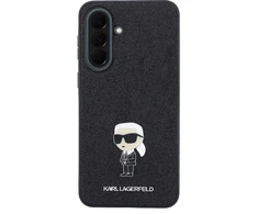 Karl Lagerfeld Fixed Glitter Metal Ikonik dėklas skirtas Samsung Galaxy A37 juodos spalvos