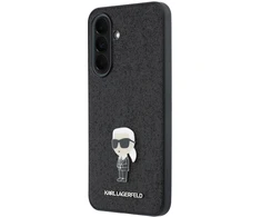 Karl Lagerfeld Fixed Glitter Metal Ikonik dėklas skirtas Samsung Galaxy A37 juodos spalvos