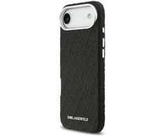 Karl Lagerfeld Grained PU Repeated Logo MagSafe dėklas skirtas Apple iPhone Air juodos spalvos