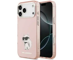 Karl Lagerfeld IML Aquarelle Choupette &amp; Logo MagSafe dėklas skirtas Apple iPhone 17 Pro rožinės spalvos