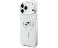 Karl Lagerfeld IML K&CH Heads Metal Frame MagSafe dėklas skirtas Apple iPhone 17 Pro Max skaidrus