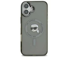 Karl Lagerfeld IML Metal Karl Head MagSafe Apple iPhone 16 Plus Case - dėklas telefonui juodos spalvos