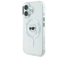 Karl Lagerfeld IML Metal Karl Head MagSafe Apple iPhone 16 Plus - dėklas telefonui baltos spalvos