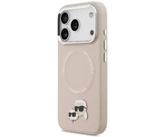 Karl Lagerfeld Karl & Choupette Pins MagSafe dėklas iPhone 17 Pro rožinės spalvos