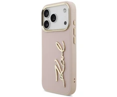 Karl Lagerfeld Karl Script Logo dėklas skirtas Apple iPhone 17 Pro rožinės spalvos