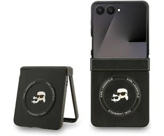 Karl Lagerfeld Karl&Choupette Pins MagSafe dėklas skirtas Samsung Galaxy Z Flip7 juodos spalvos