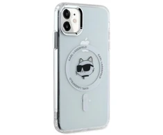 Karl Lagerfeld KLHMN61HLSCHH Apple iPhone 11 / Xr 6.1″ baltos spalvos kietas dėklas IML Metal Choupette Head Mag