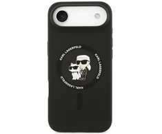 Karl Lagerfeld Silicone Karl&Choupette Ring MagSafe dėklas iPhone Air juodos spalvos