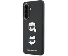 Karl Lagerfeld Liquid Silicone Metal Karl and Choupette dėklas skirtas Samsung Galaxy A57 juodos spalvos