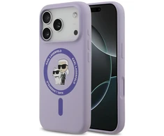 Karl Lagerfeld Silicone Karl&Choupette Ring MagSafe dėklas, skirtas iPhone 18 Pro / 17 Pro, violetinis