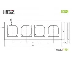 Liregus 4 pozicijų rėmelis EPSILON, baltos spalvos