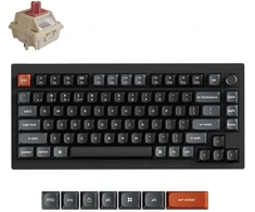 Keychron V1 Ultra Wireless (V1U-D1) – US išdėstymas – Hot-Swappable Silk POM Raudona – Juodas (Juoda) Mechaninė Belaidė Žaidimų Klaviatūra