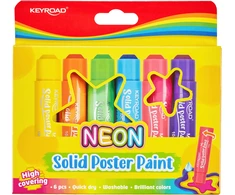 Kietos dažų lazdelės Keyroad, neoninės, 6 spalvos